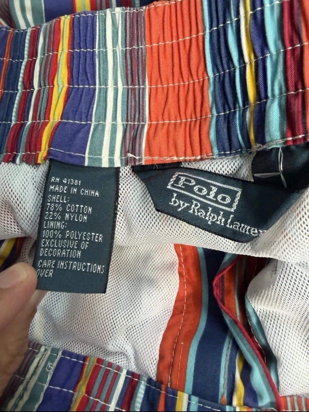 Vtg Polo Ralph Lauren Size M Swim Trunks Board Shorts Multi Colored Stripe Retro